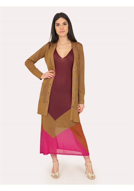 Cardigan lungo oro viejo  lurex IS COMING | Maglie | 2204-666417